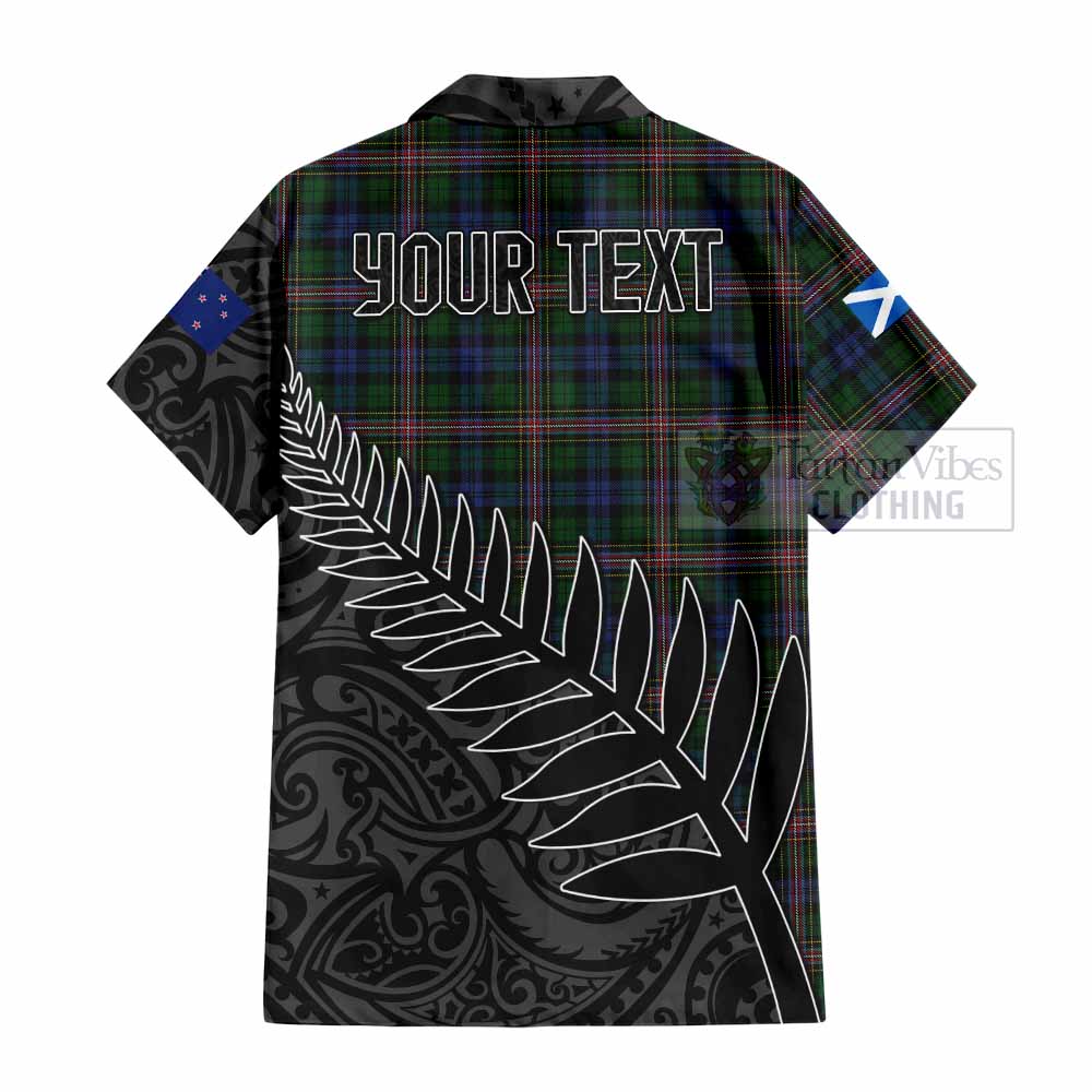 Tartan Vibes Clothing Allison Crest Tartan Short Sleeve Button Shirt with New Zealand Silver Fern Half Style