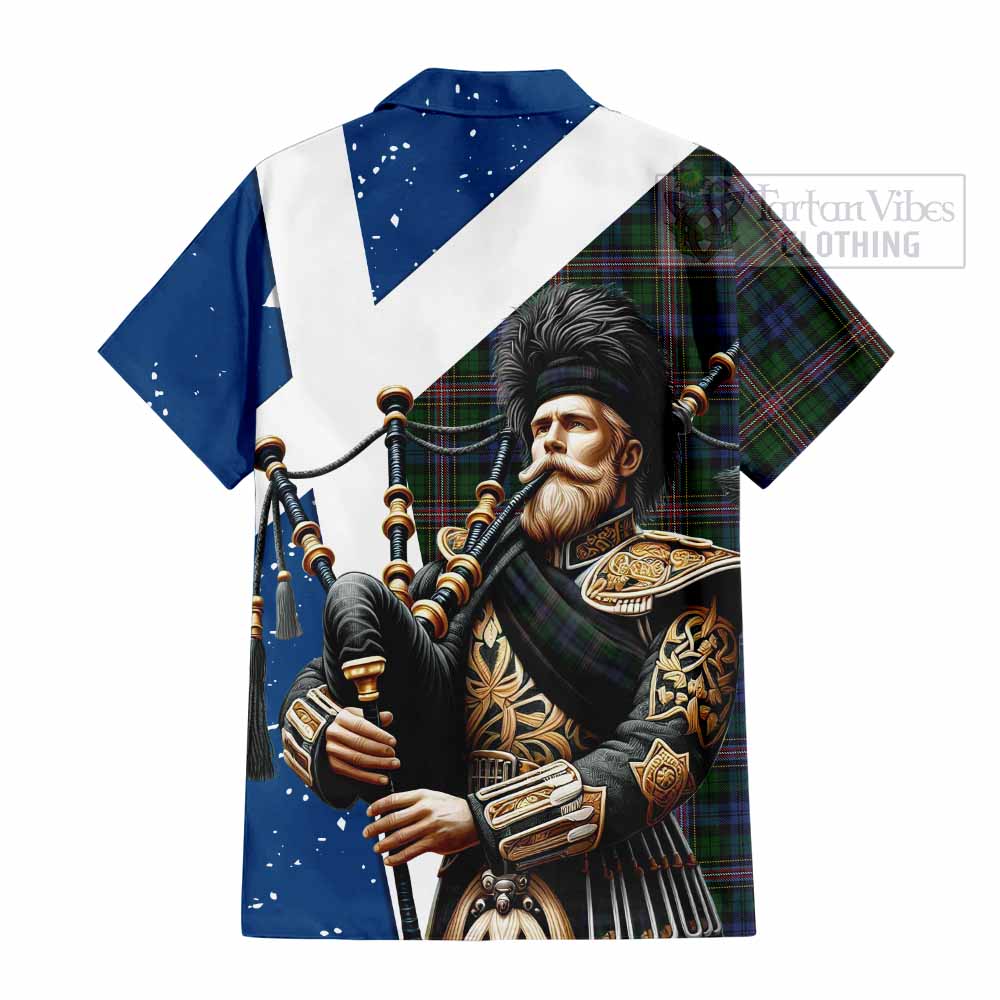 Tartan Vibes Clothing Allison Tartan Short Sleeve Button Shirt with Family Crest Scottish Bagpiper Vibes