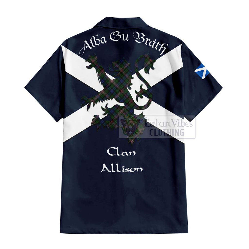 Tartan Vibes Clothing Allison Tartan Lion Rampant Short Sleeve Button Shirt – Proudly Display Your Heritage with Alba Gu Brath and Clan Name