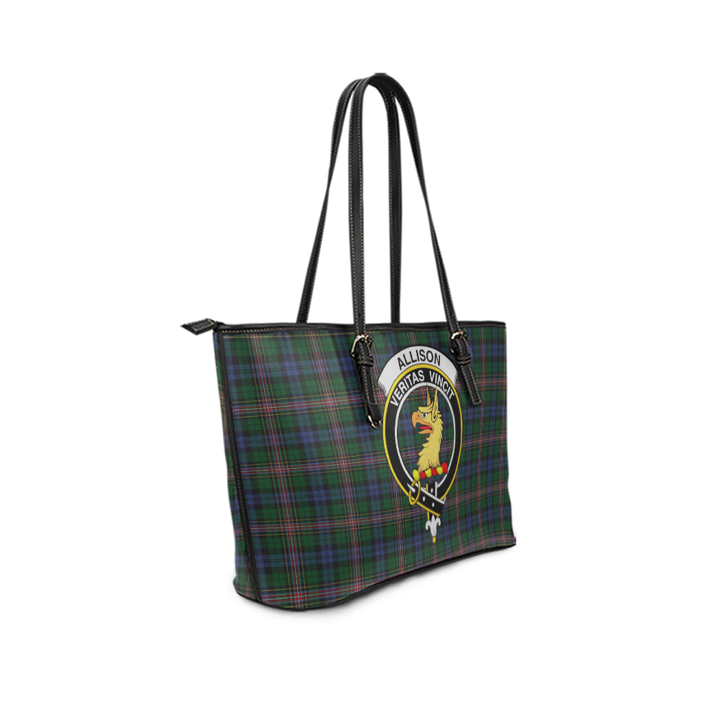 Allison Tartan Leather Tote Bag with Family Crest - Tartanvibesclothing