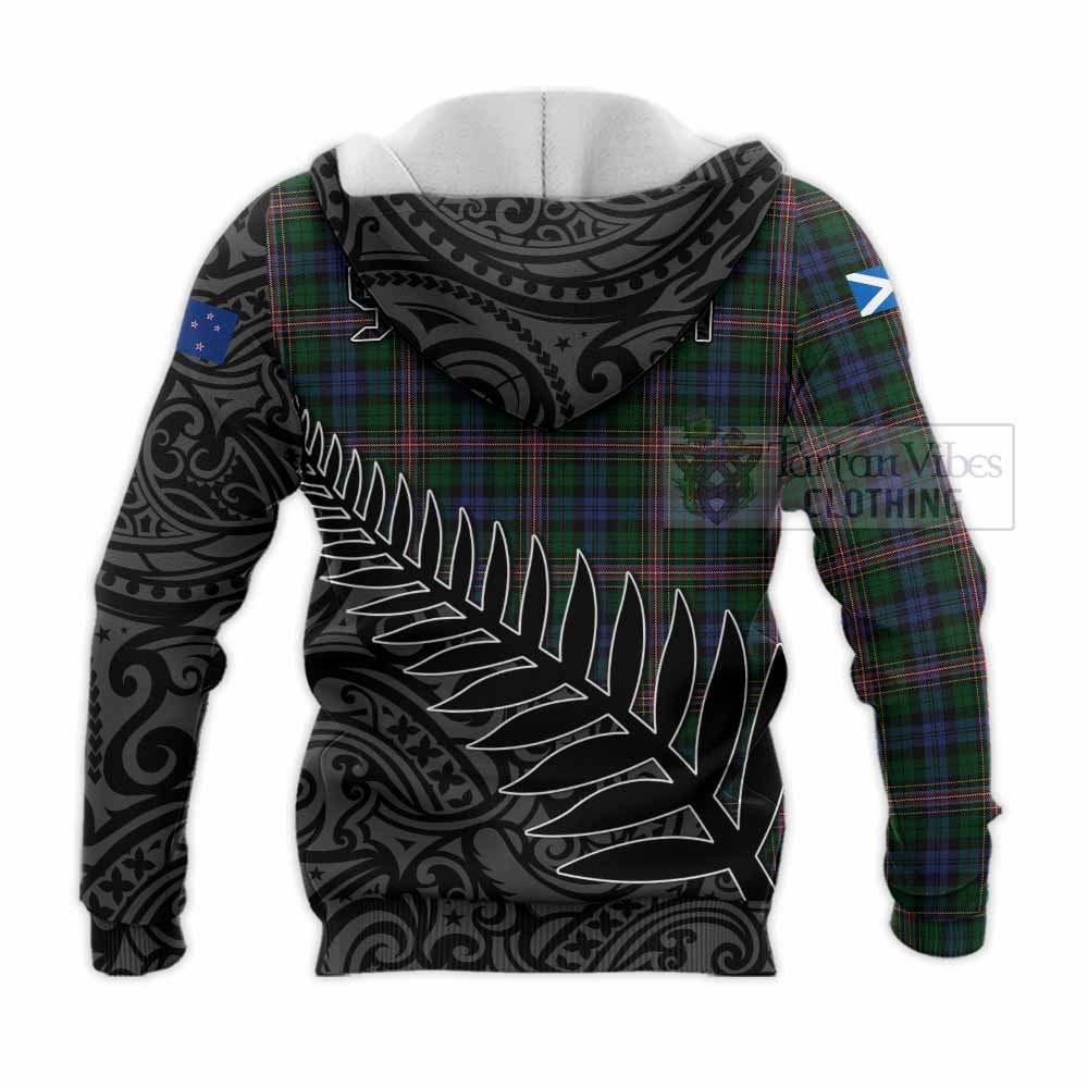 Tartan Vibes Clothing Allison Crest Tartan Knitted Hoodie with New Zealand Silver Fern Half Style