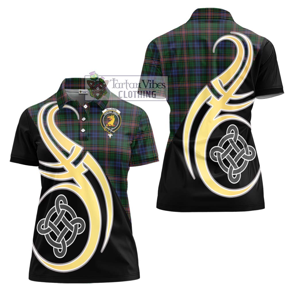 Allison Tartan Women's Polo Shirt with Family Crest and Celtic Symbol Style - Tartan Vibes Clothing