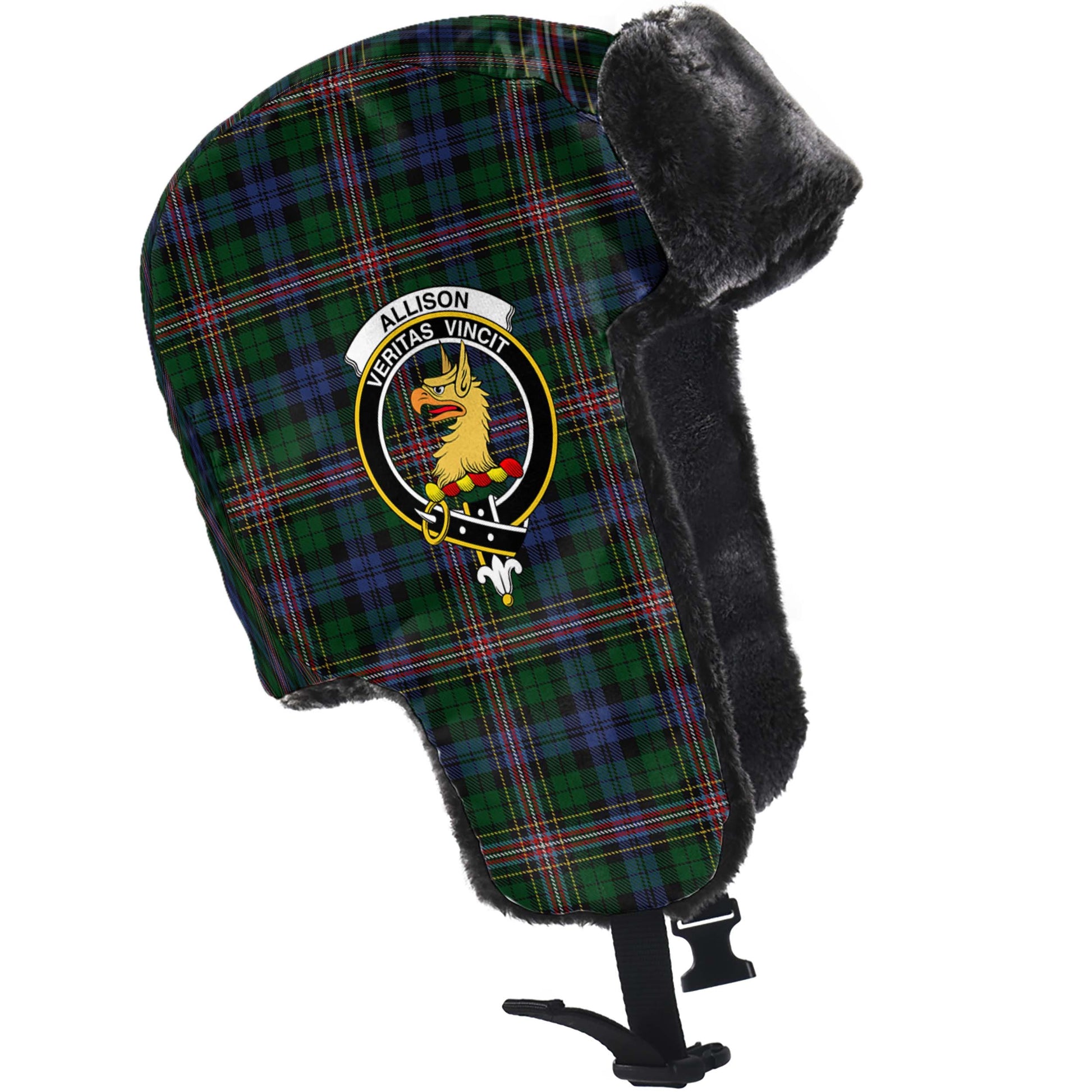 Allison Tartan Winter Trapper Hat with Family Crest - Tartanvibesclothing