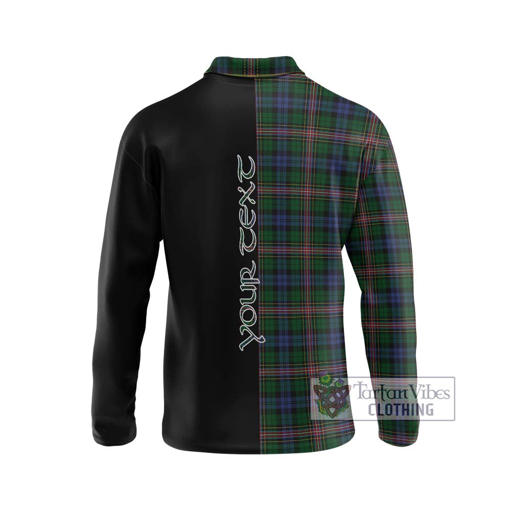 Allison Tartan Long Sleeve Polo Shirt with Family Crest and Half Of Me Style - Tartanvibesclothing Shop