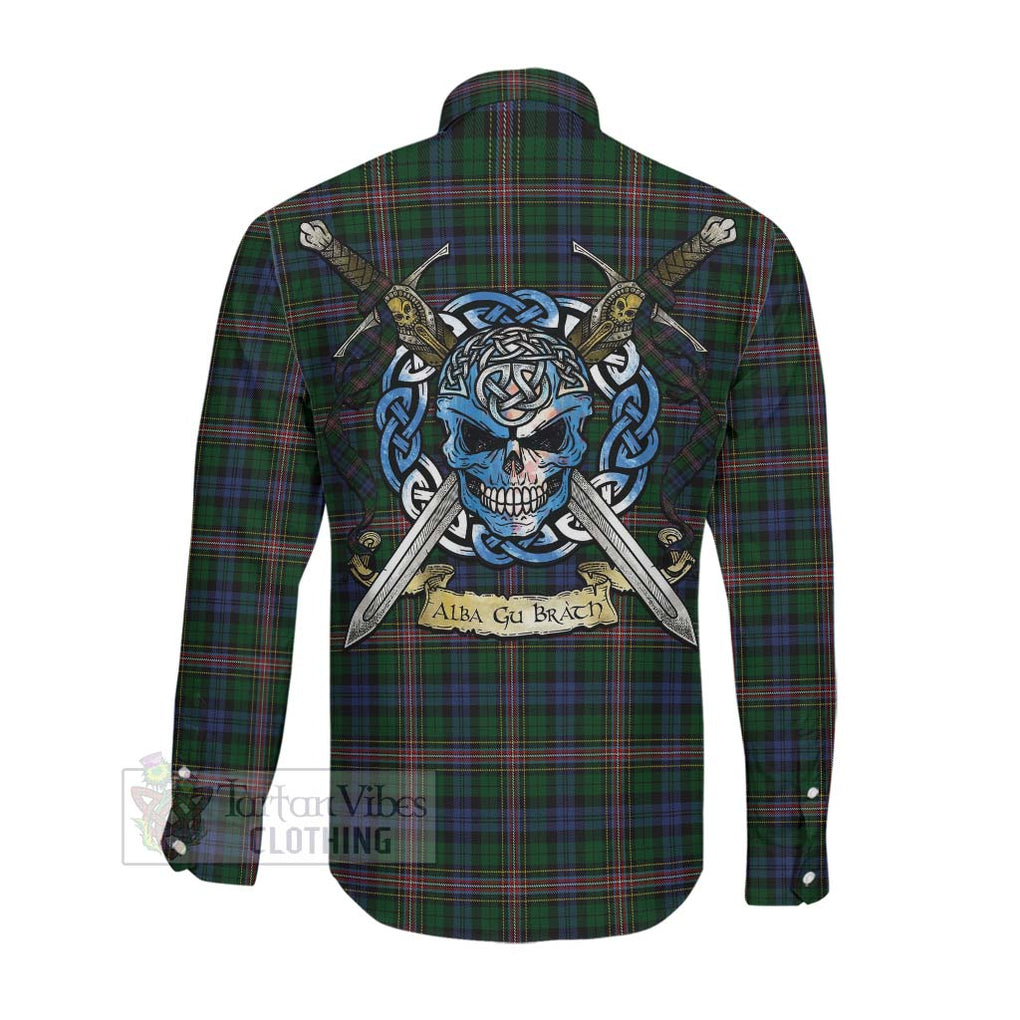 Tartan Vibes Clothing Allison Tartan Long Sleeve Button Shirt with Family Crest Celtic Skull Style