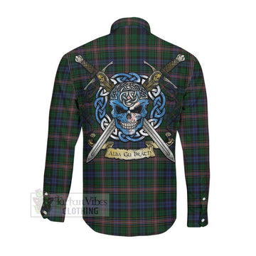 Allison Tartan Long Sleeve Button Shirt with Family Crest Celtic Skull Style