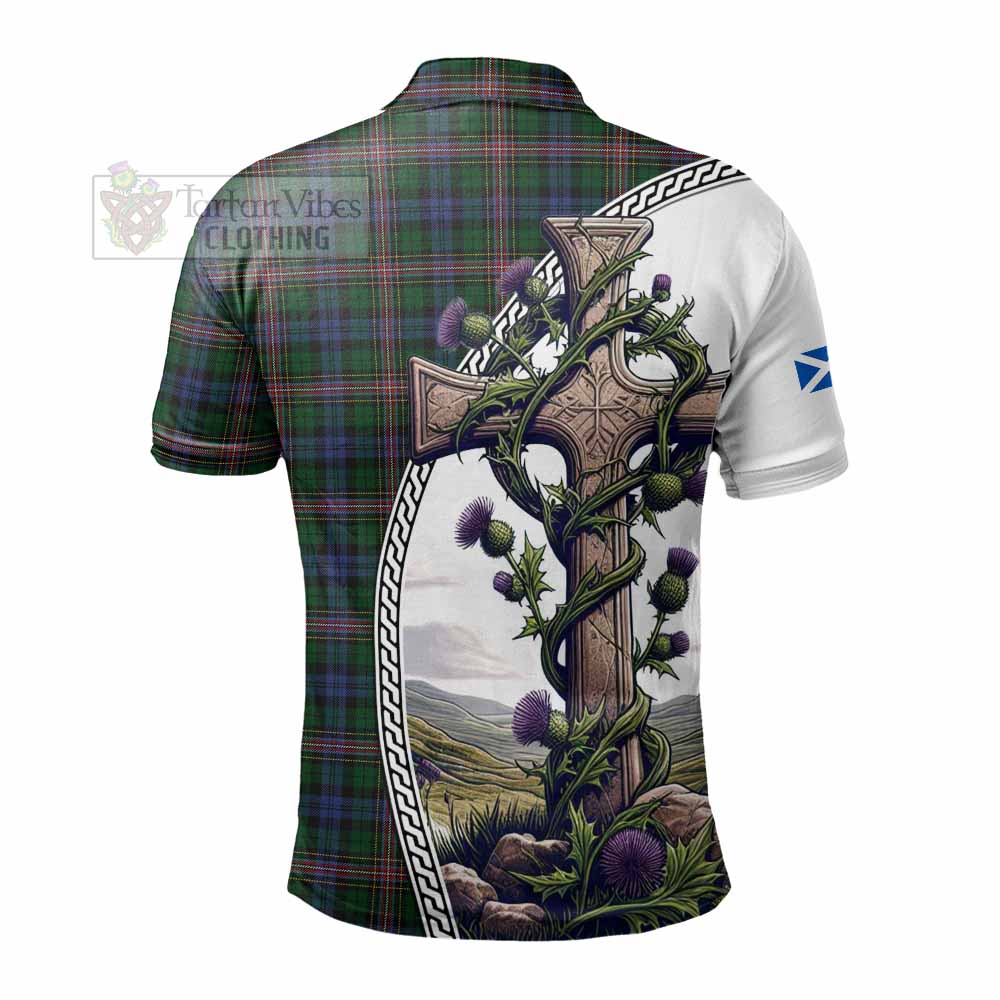 Tartan Vibes Clothing Allison Tartan Polo Shirt with Family Crest and St. Andrew's Cross Accented by Thistle Vines