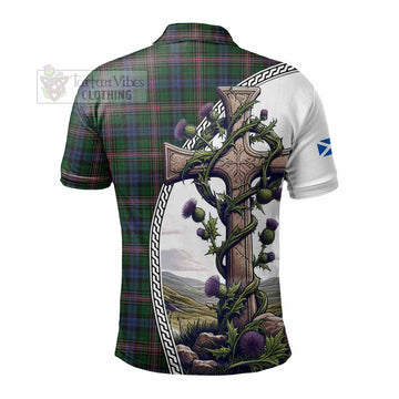 Allison Tartan Polo Shirt with Family Crest and St. Andrew's Cross Accented by Thistle Vines