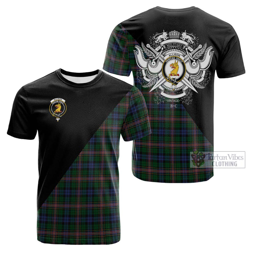 Tartan Vibes Clothing Allison Tartan Cotton T-shirt with Family Crest and Military Logo Style