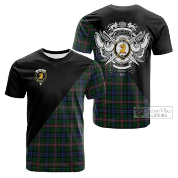 Allison Tartan Cotton T-shirt with Family Crest and Military Logo Style