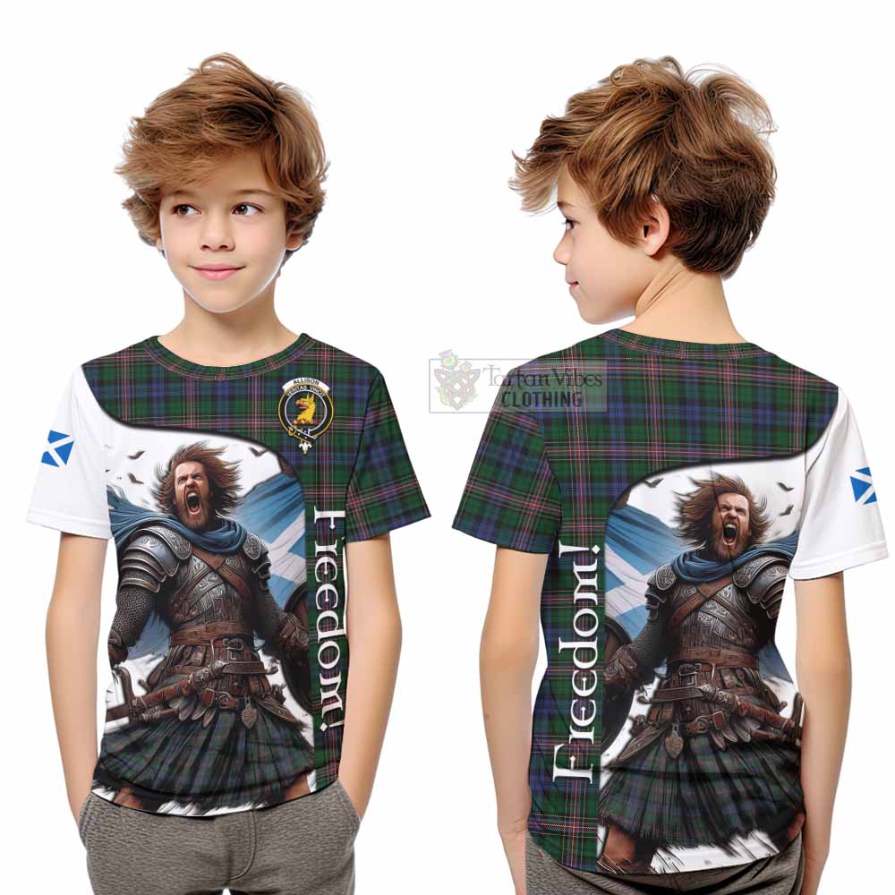 Tartan Vibes Clothing Allison Crest Tartan Kid T-Shirt Inspired by the Freedom of Scottish Warrior