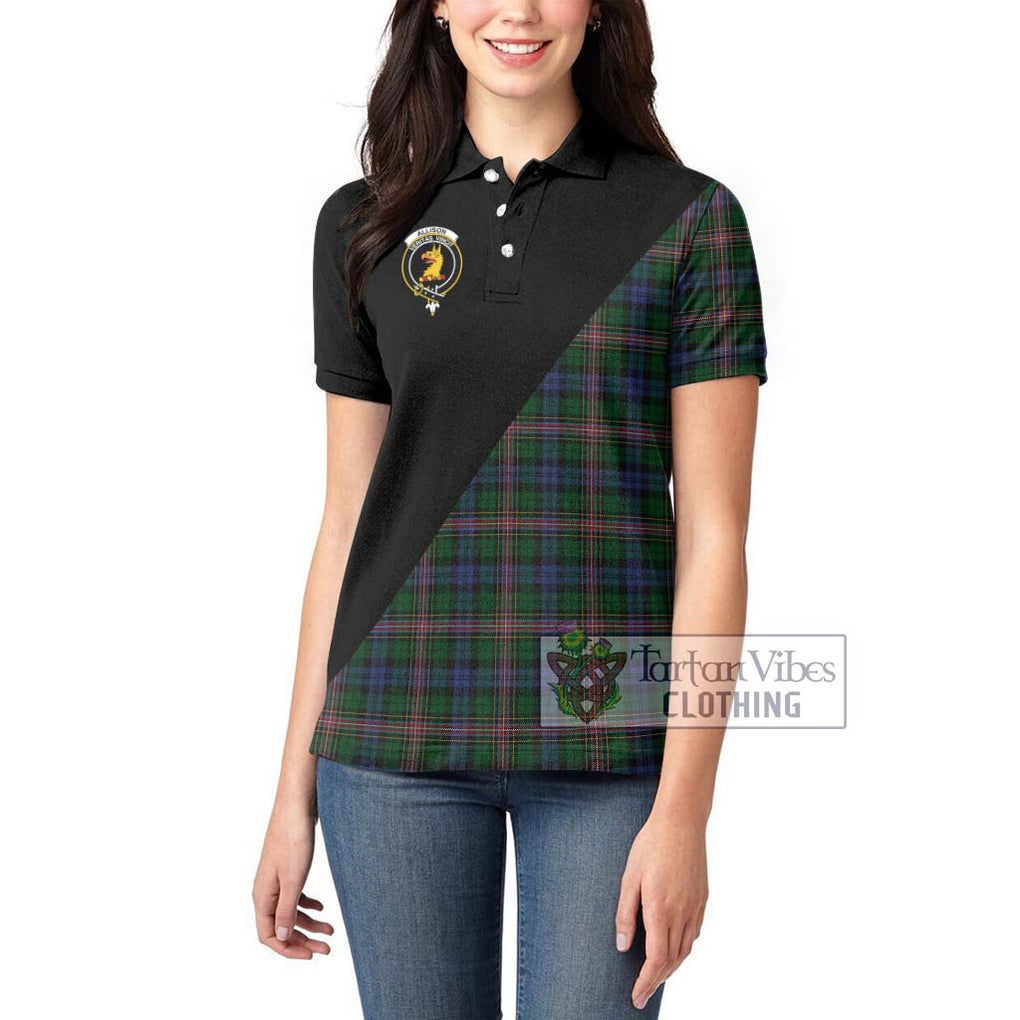 Allison Tartan Women's Polo Shirt with Family Crest and Military Logo Style - Tartanvibesclothing Shop