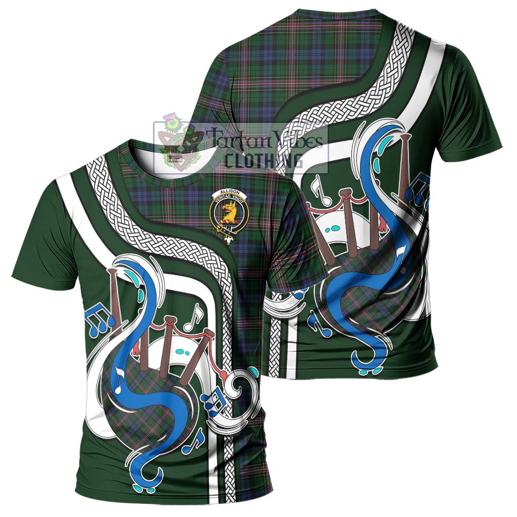 Allison Tartan T-Shirt with Epic Bagpipe Style - Tartanvibesclothing Shop