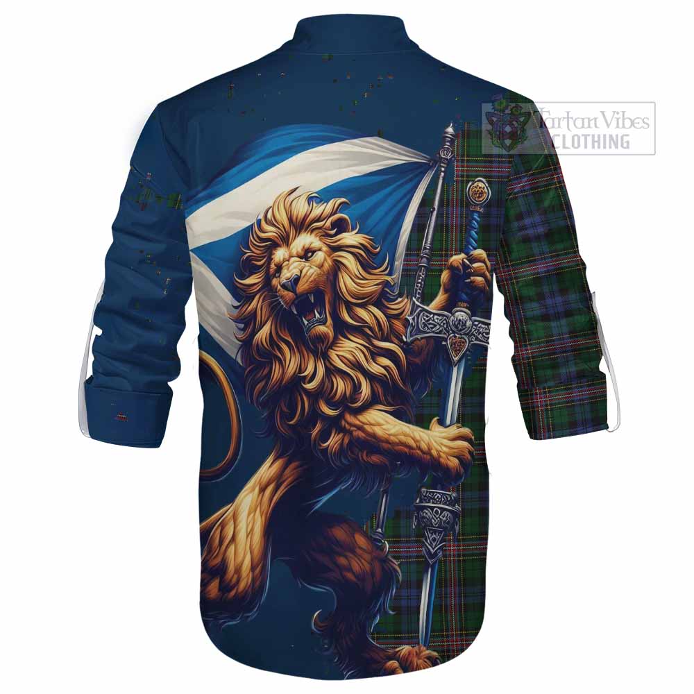 Tartan Vibes Clothing Allison Tartan Family Crest Ghillie Kilt Shirt with Scottish Majestic Lion