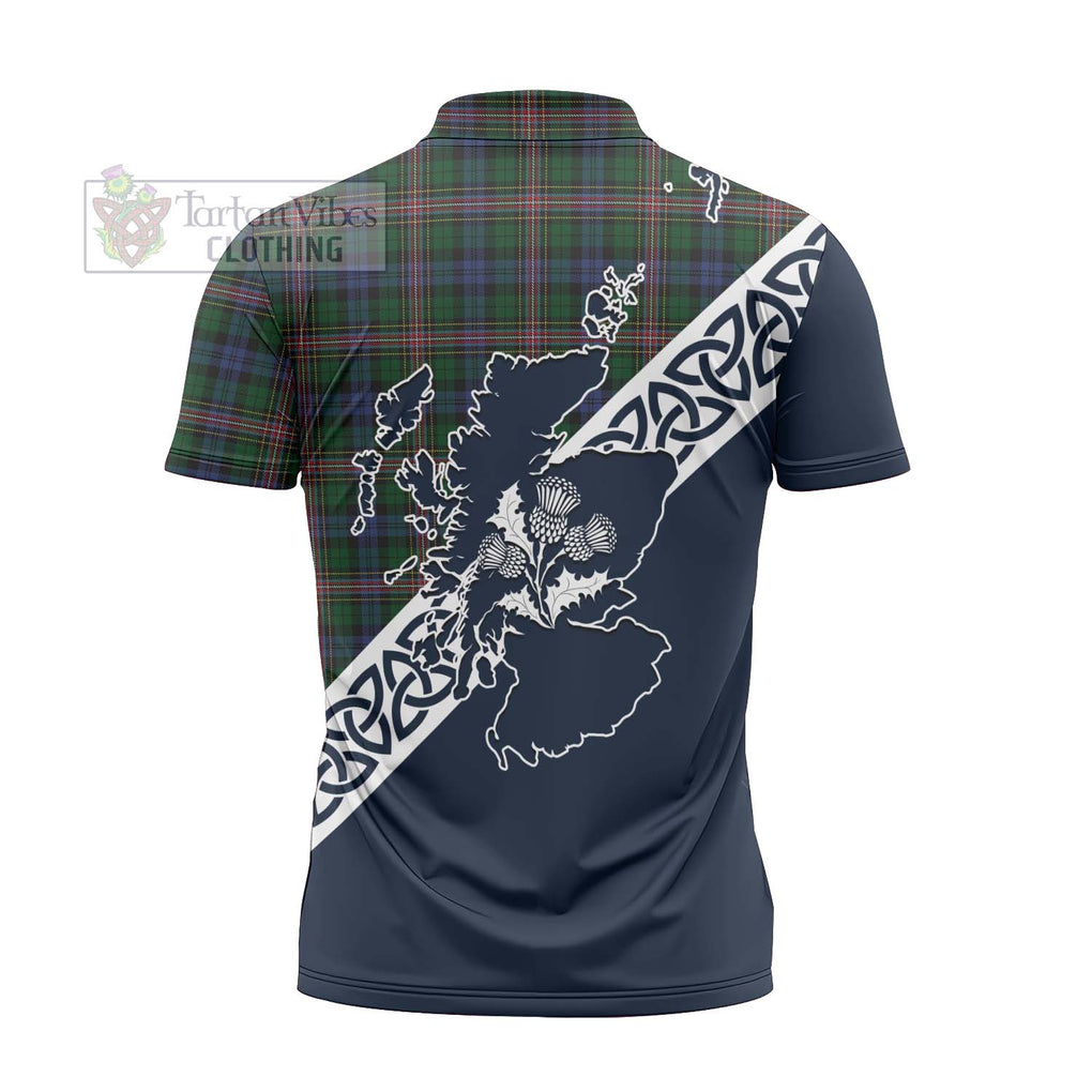 Tartan Vibes Clothing Allison Tartan Zipper Polo Shirt Featuring Thistle and Scotland Map