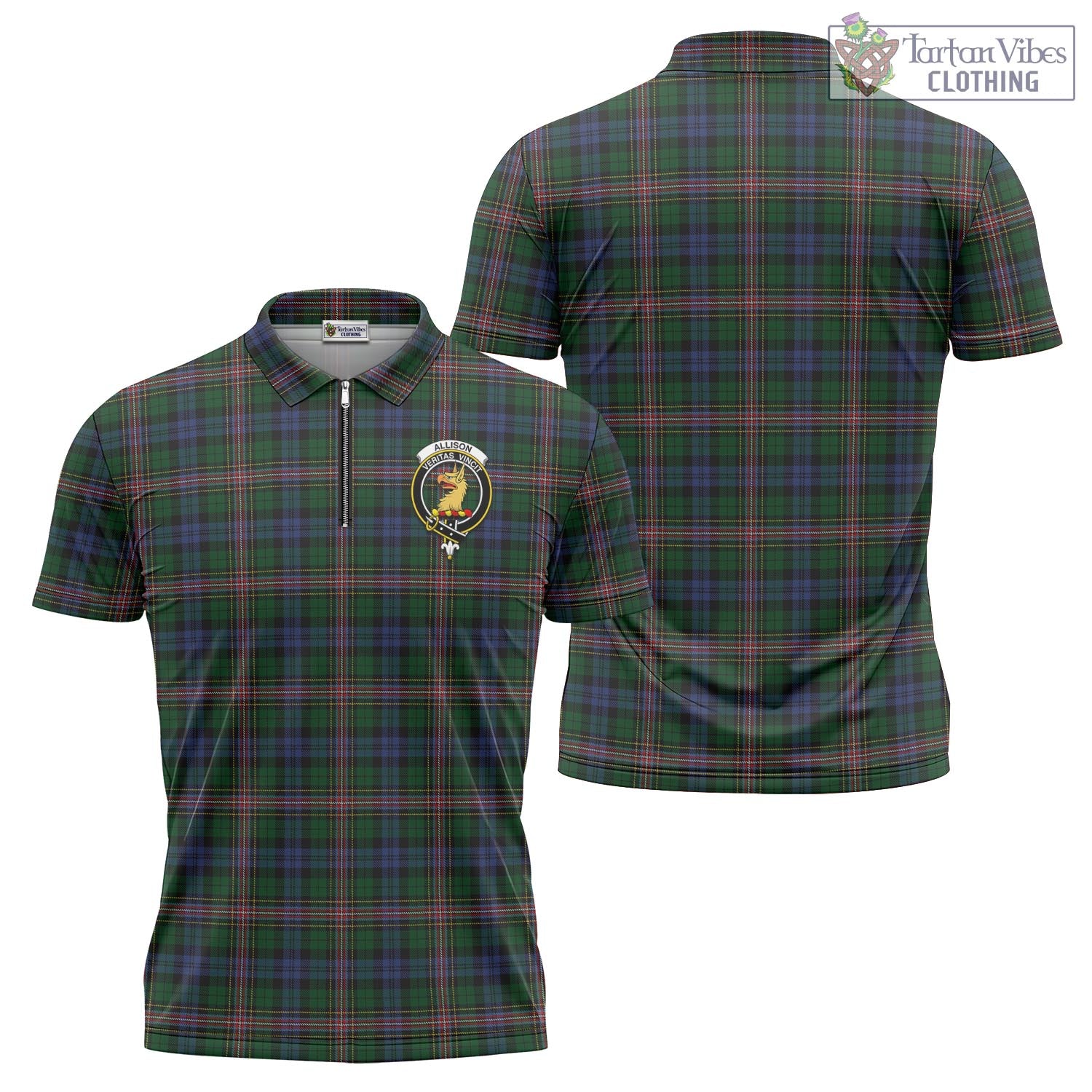 Tartan Vibes Clothing Allison Tartan Zipper Polo Shirt with Family Crest