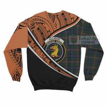 Allison Crest Tartan Sweatshirt with Polynesian Vibes Style - Orange Version