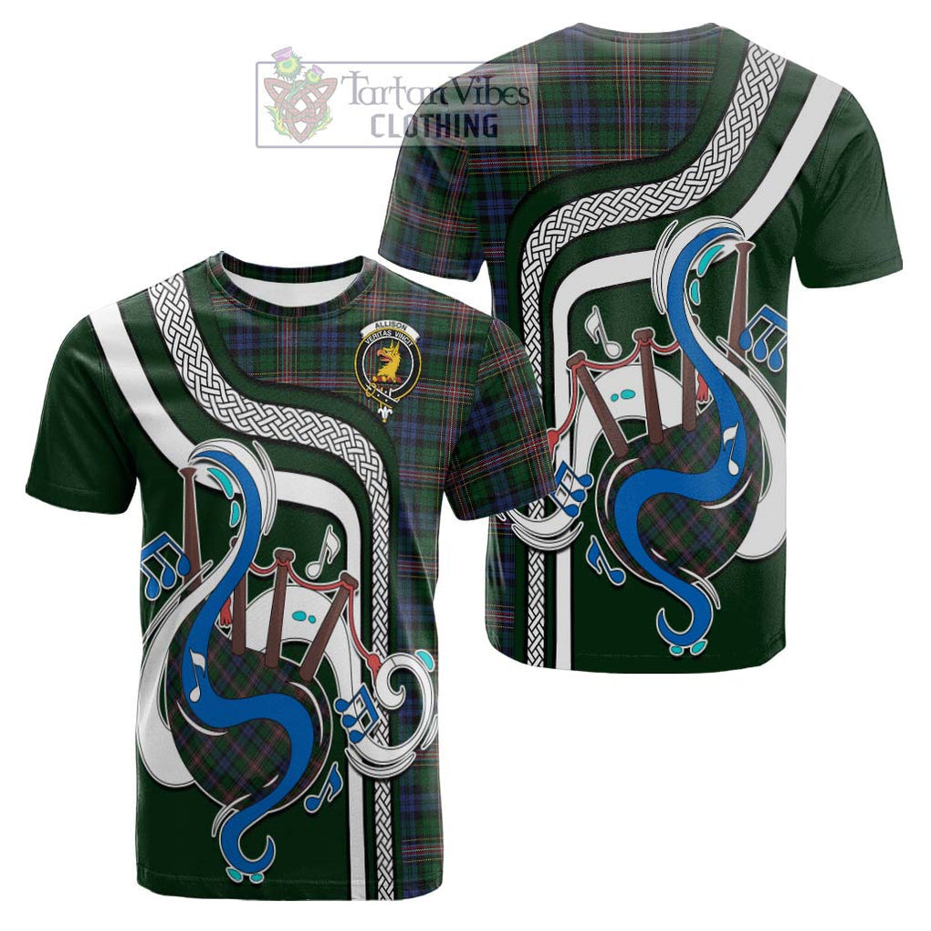 Tartan Vibes Clothing Allison Tartan Cotton T-shirt with Epic Bagpipe Style