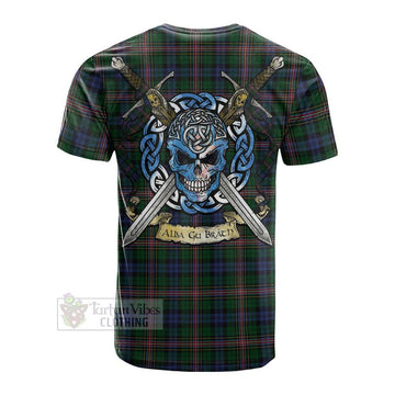 Allison Tartan Cotton T-shirt with Family Crest Celtic Skull Style