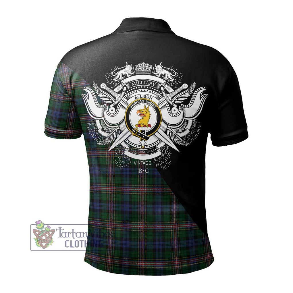 Allison Tartan Polo Shirt with Family Crest and Military Logo Style - Tartanvibesclothing Shop