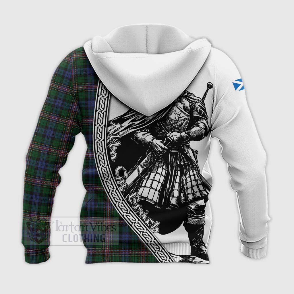 Tartan Vibes Clothing Allison Tartan Clan Crest Knitted Hoodie with Highlander Warrior Celtic Style