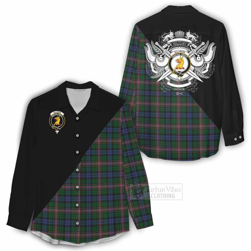 Tartan Vibes Clothing Allison Tartan Women's Casual Shirt with Family Crest and Military Logo Style