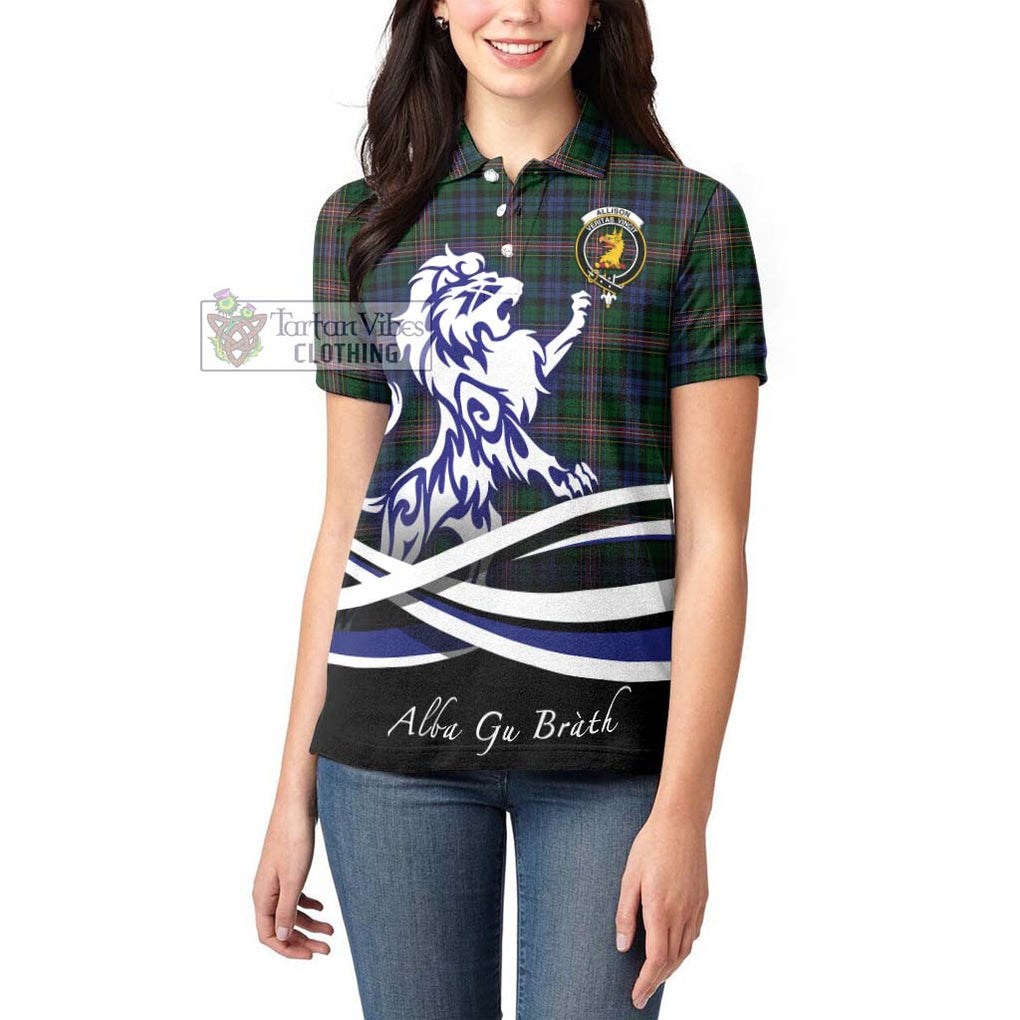 Allison Tartan Women's Polo Shirt with Alba Gu Brath Regal Lion Emblem - Tartanvibesclothing Shop