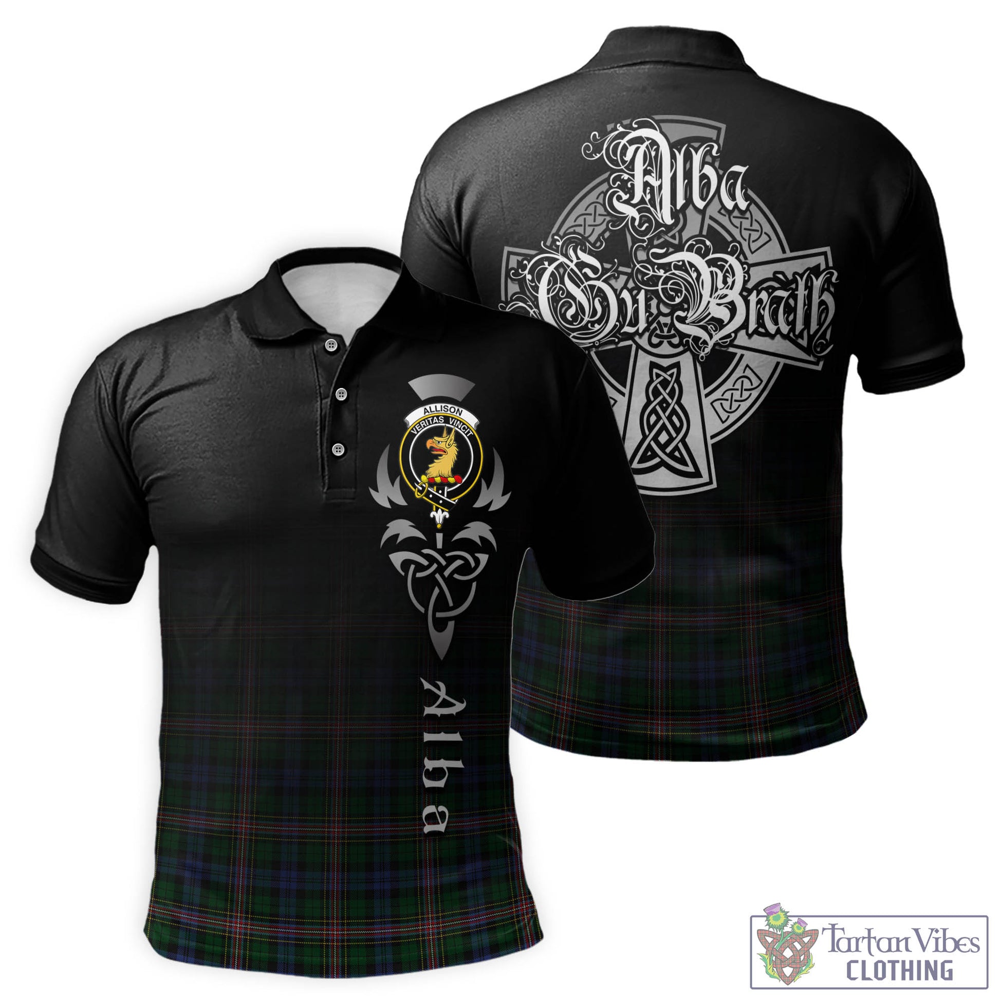 Tartan Vibes Clothing Allison Tartan Polo Shirt Featuring Alba Gu Brath Family Crest Celtic Inspired