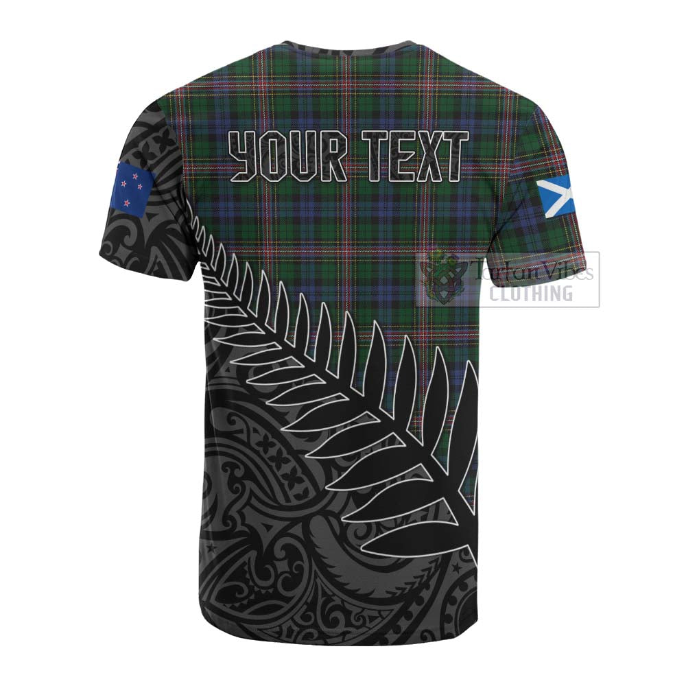 Tartan Vibes Clothing Allison Crest Tartan Cotton T-shirt with New Zealand Silver Fern Half Style