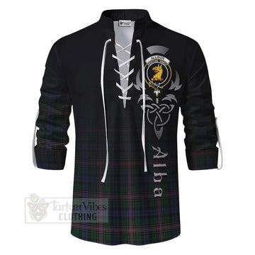 Allison Tartan Ghillie Kilt Shirt Featuring Alba Gu Brath Family Crest Celtic Inspired