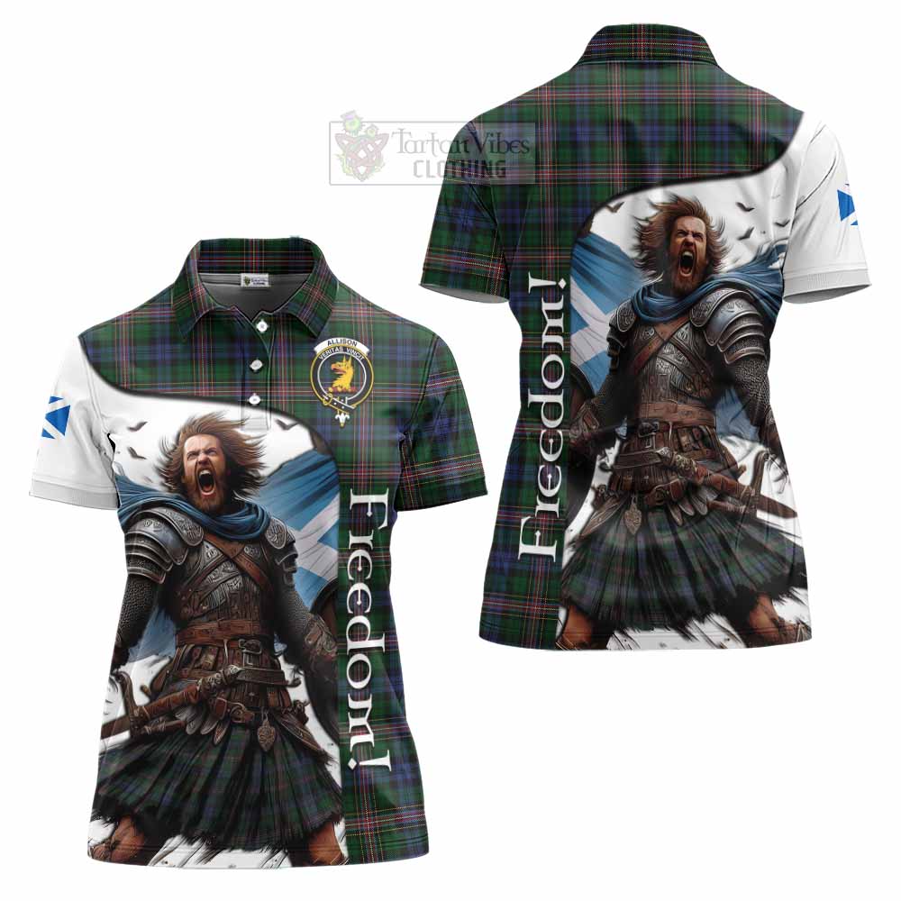 Tartan Vibes Clothing Allison Crest Tartan Women's Polo Shirt Inspired by the Freedom of Scottish Warrior