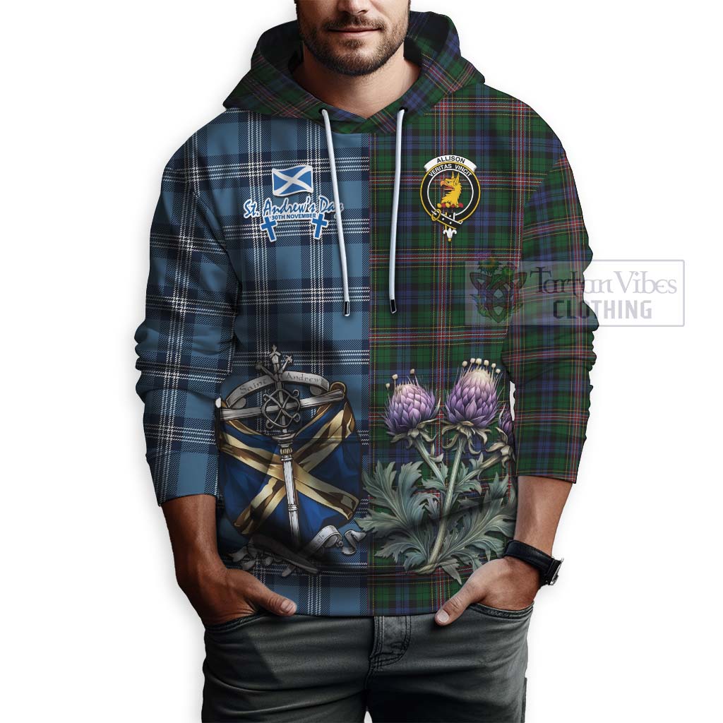 Tartan Vibes Clothing Allison Tartan Hoodie Happy St. Andrew's Day Half Tartan Style