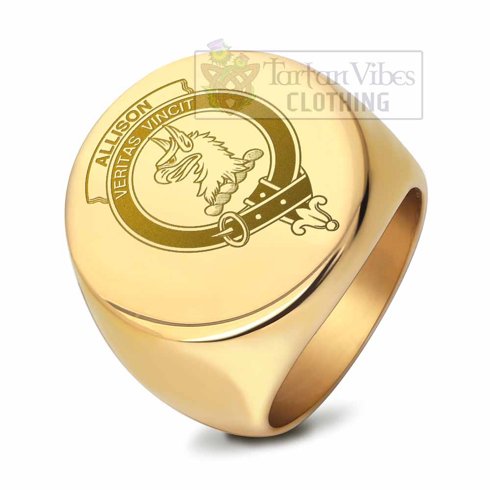 Tartan Vibes Clothing Allison Clan Crest Engraved Ring