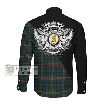 Allison Tartan Long Sleeve Button Shirt with Family Crest and Military Logo Style