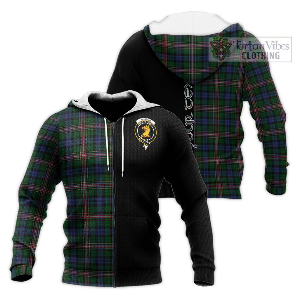 Allison Tartan Knitted Hoodie with Family Crest and Half Of Me Style Unisex Knitted Zip Hoodie - Tartanvibesclothing Shop