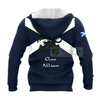 Allison Tartan Lion Rampant Knitted Hoodie Proudly Display Your Heritage with Alba Gu Brath and Clan Name