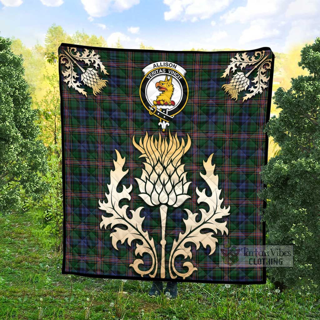 Tartan Vibes Clothing Allison Tartan Quilt with Family Crest and Golden Thistle Style