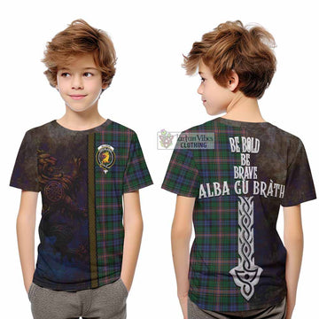 Allison Tartan Family Crest Kid T-Shirt Alba Gu Brath Be Brave Lion Ancient Style - Tartan Vibes Clothing