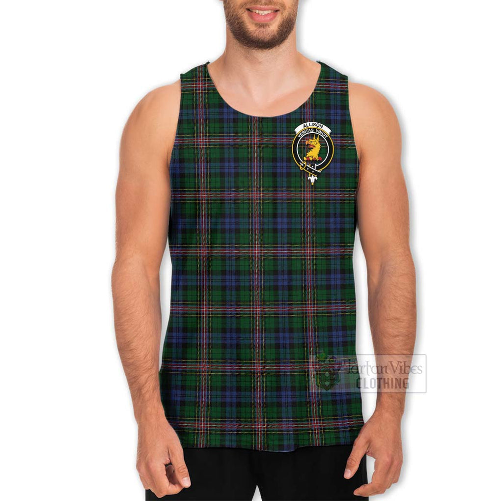 Tartan Vibes Clothing Allison Tartan Men's Tank Top with Family Crest and Bearded Skull Holding Bottles of Whiskey