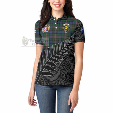 Allison Crest Tartan Women's Polo Shirt with New Zealand Silver Fern Half Style