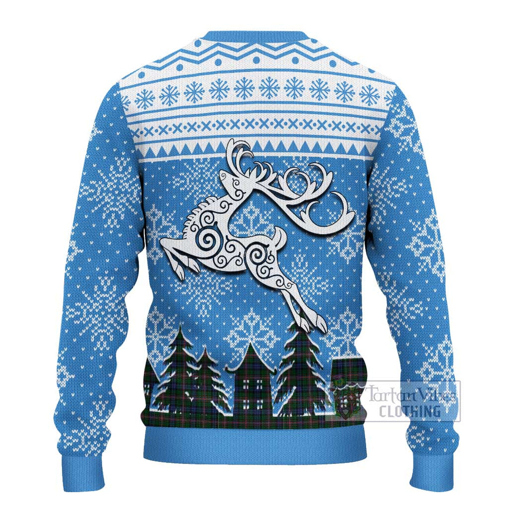 Tartan Vibes Clothing Allison Clan Christmas Ugly Sweater with Tartan and Celtic Raindeer Style