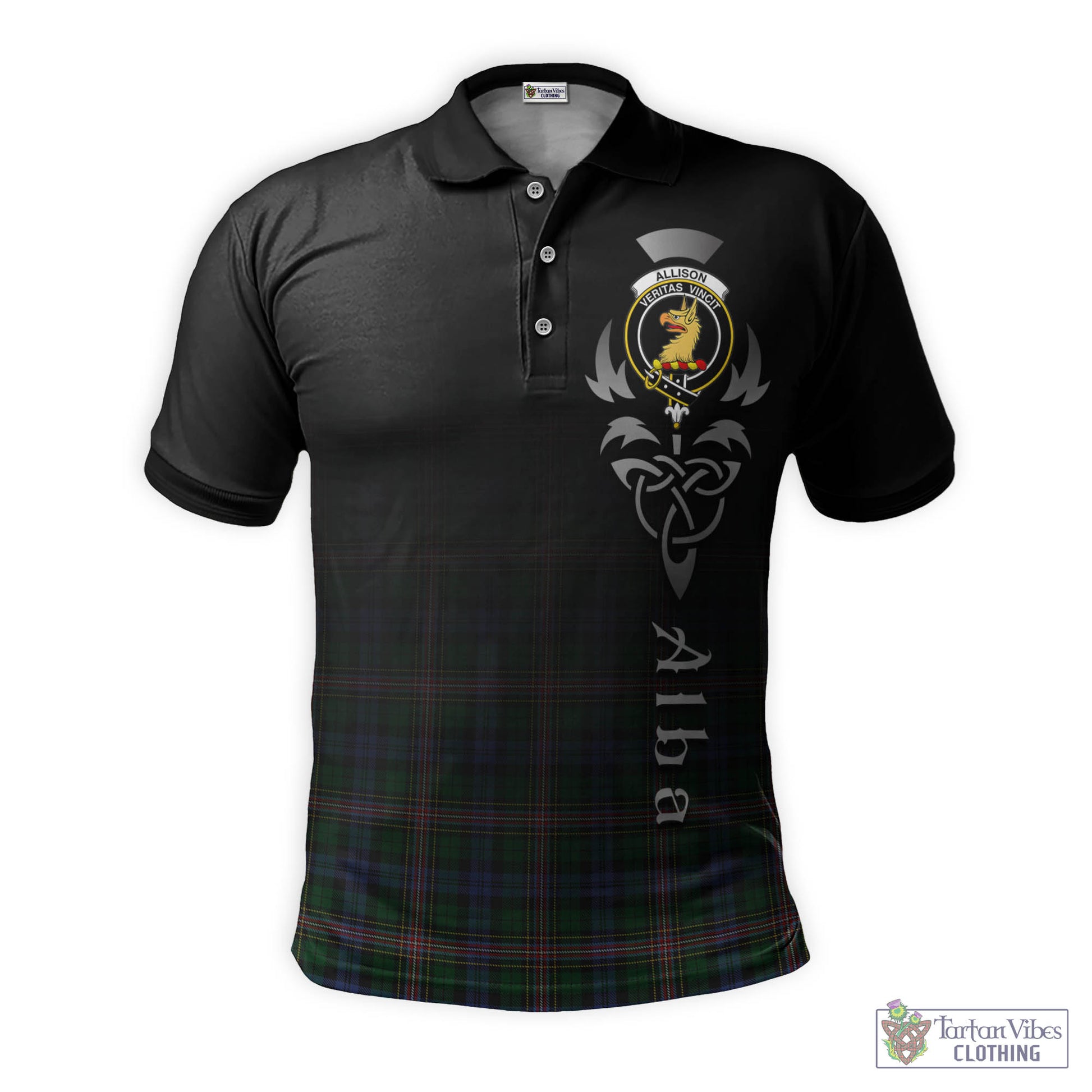 Tartan Vibes Clothing Allison Tartan Polo Shirt Featuring Alba Gu Brath Family Crest Celtic Inspired