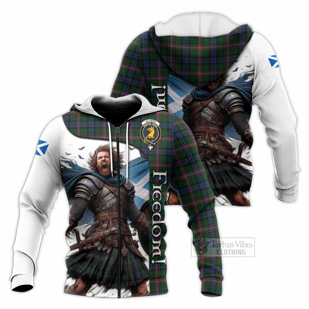 Tartan Vibes Clothing Allison Crest Tartan Knitted Hoodie Inspired by the Freedom of Scottish Warrior