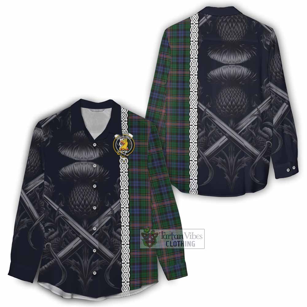 Tartan Vibes Clothing Allison Tartan Women's Casual Shirt with Family Crest Cross Sword Thistle Celtic Vibes