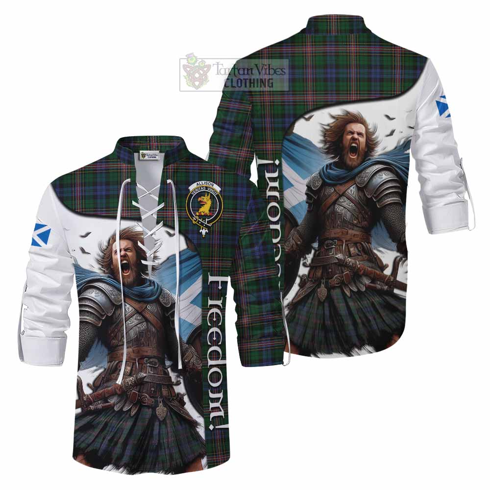 Tartan Vibes Clothing Allison Crest Tartan Ghillie Kilt Shirt Inspired by the Freedom of Scottish Warrior