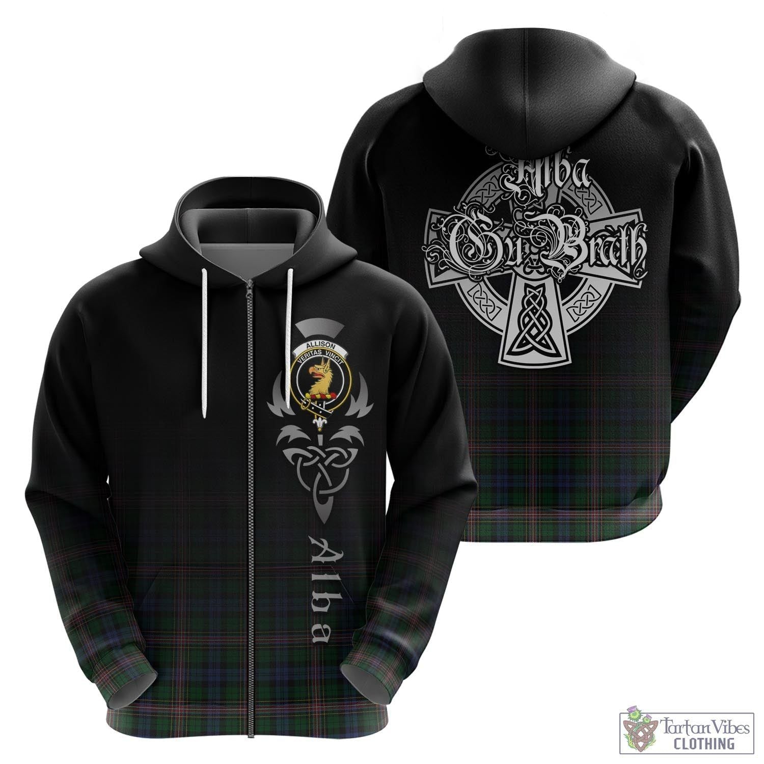 Tartan Vibes Clothing Allison Tartan Hoodie Featuring Alba Gu Brath Family Crest Celtic Inspired