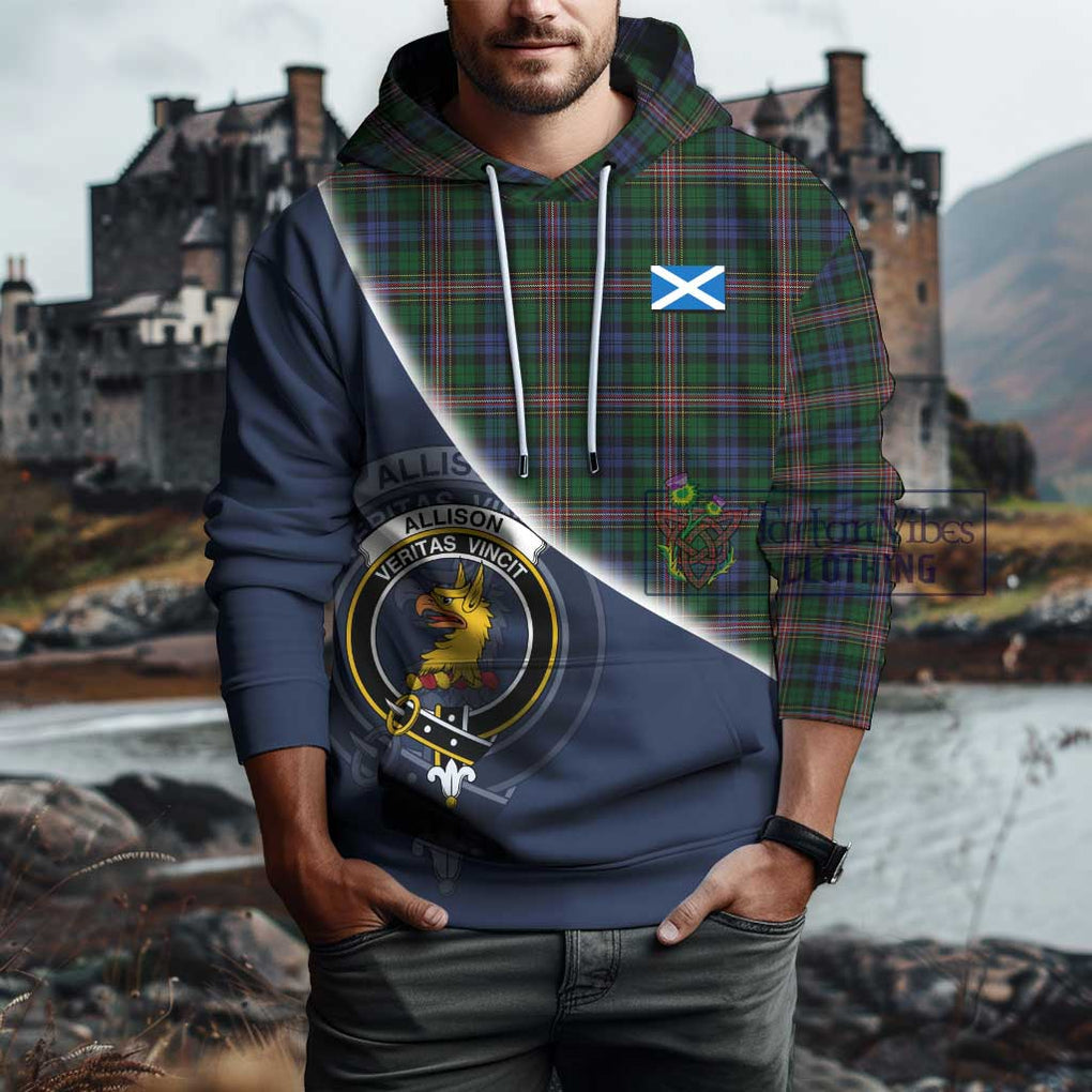 Allison Tartan Hoodie with Personalised National Flag and Family Crest Half Style - Tartanvibesclothing Shop