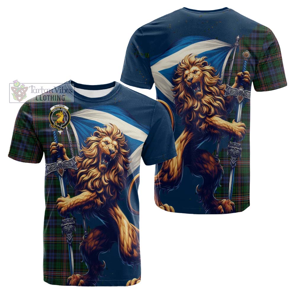 Tartan Vibes Clothing Allison Tartan Family Crest Cotton T-shirt with Scottish Majestic Lion