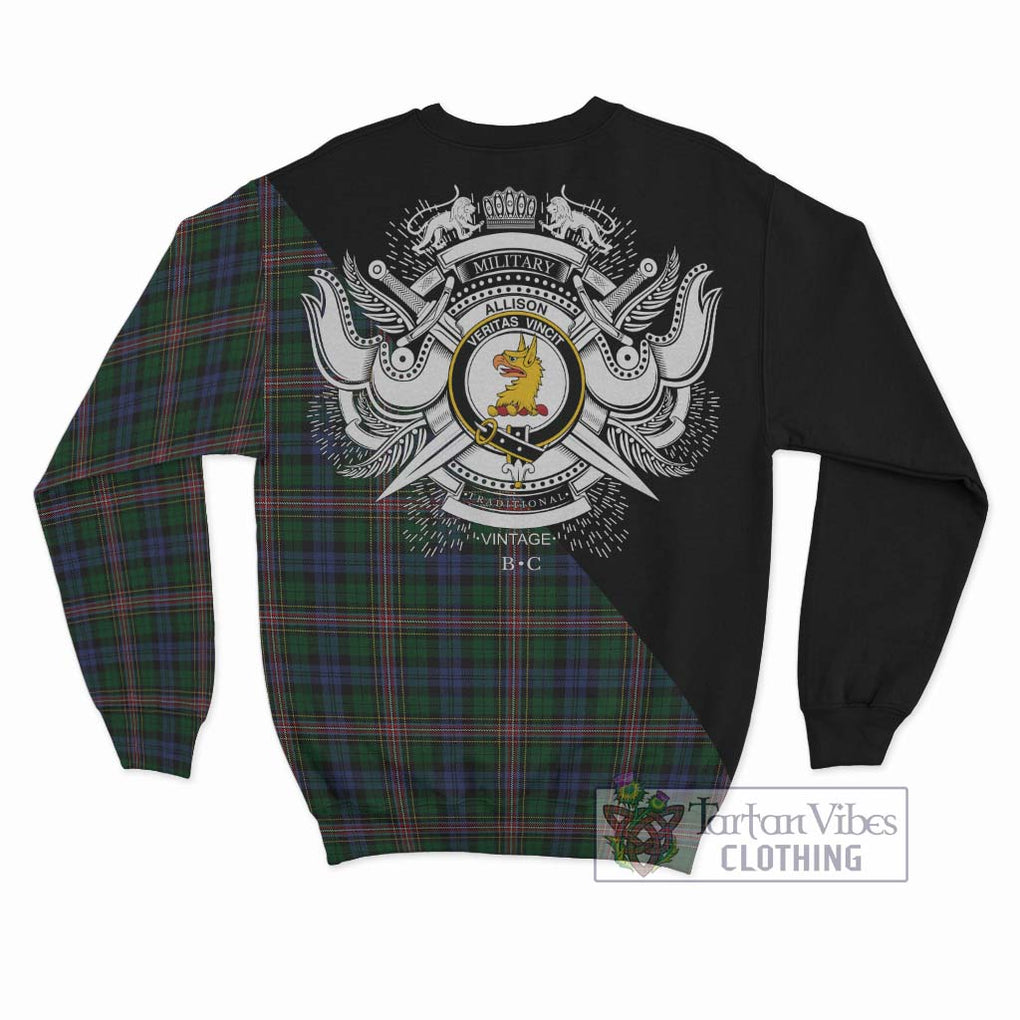 Allison Tartan Sweatshirt with Family Crest and Military Logo Style - Tartanvibesclothing Shop