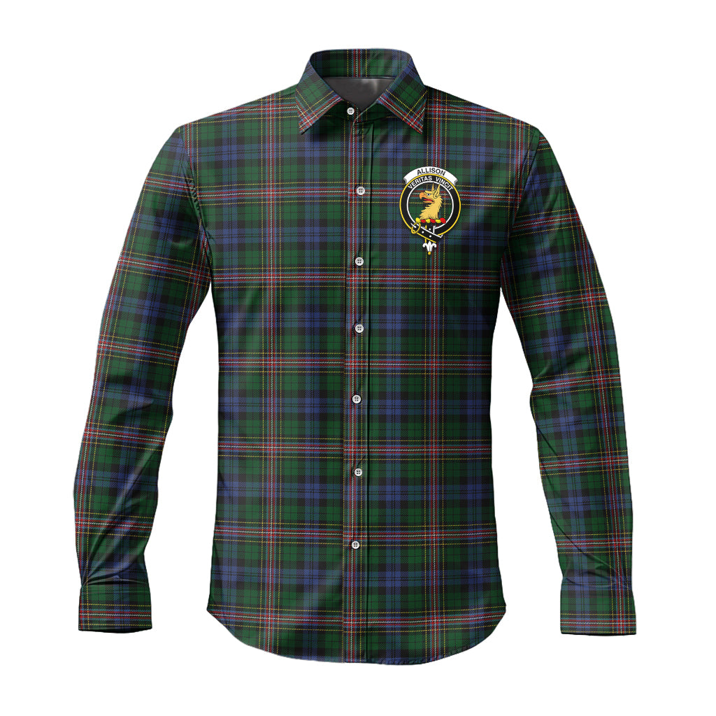 Allison Tartan Long Sleeve Button Up Shirt with Family Crest - Tartanvibesclothing